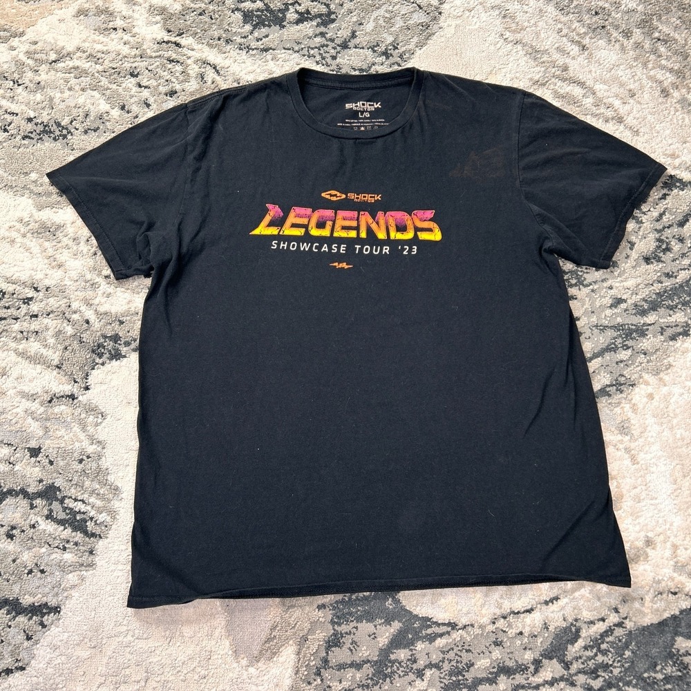 Shock Doctor T Shirt Mens Large Black Legends Showcase Tour 2023 Graphic Y2K Vtg